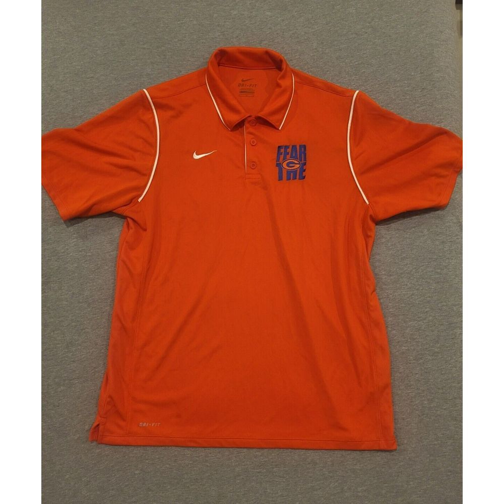 Nike Green Bay Packers "Fear" Orange‎ Polo Shirt Men's Large NFL Football Golf